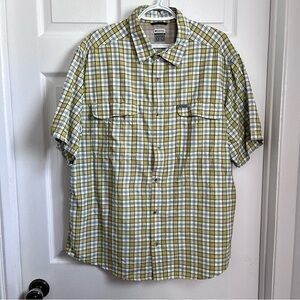 3/25$💥 Columbia Titanium shirt plaid short sleeve men yellow white XL buttons